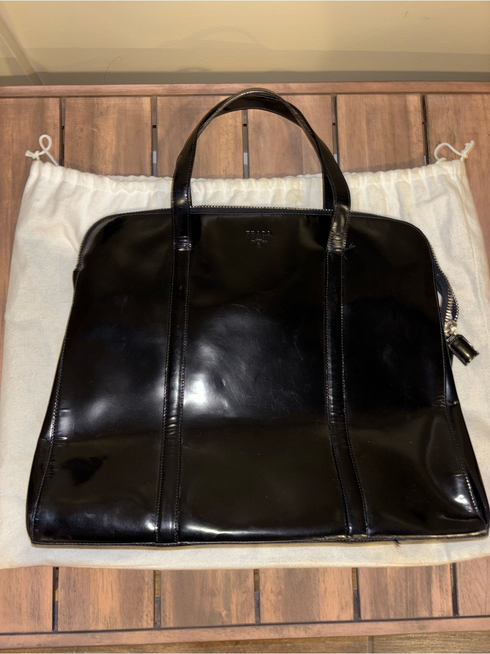 Prada Black Patent Leather Spazzolato